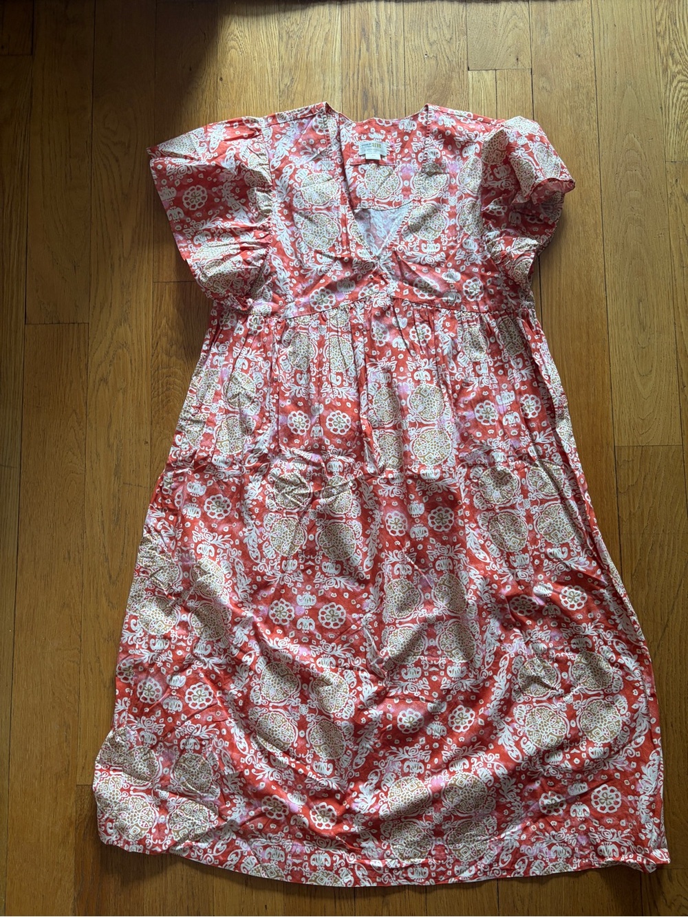 Anthropologie Printed Flutter-Sleeve Babydoll Dress - Picture 4 of 5